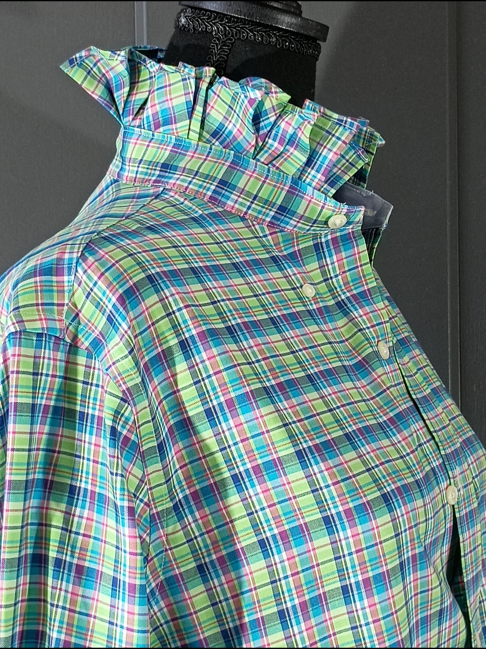 Upcycled Women's Ralph Lauren Ruffled Collar Shirt - Picture 7 of 11